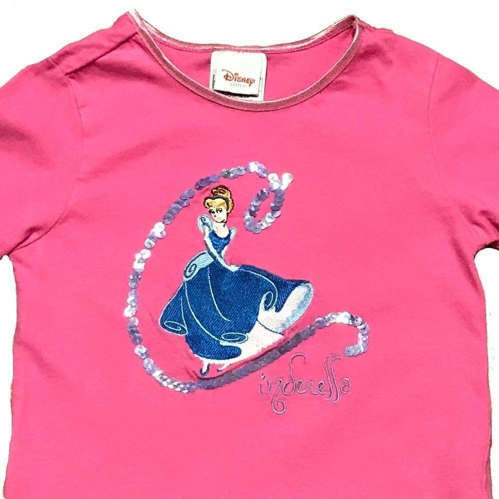 Vintage Disney Cinderella Embroidered Sequined Hot Pink Crewneck Long Sleeve…